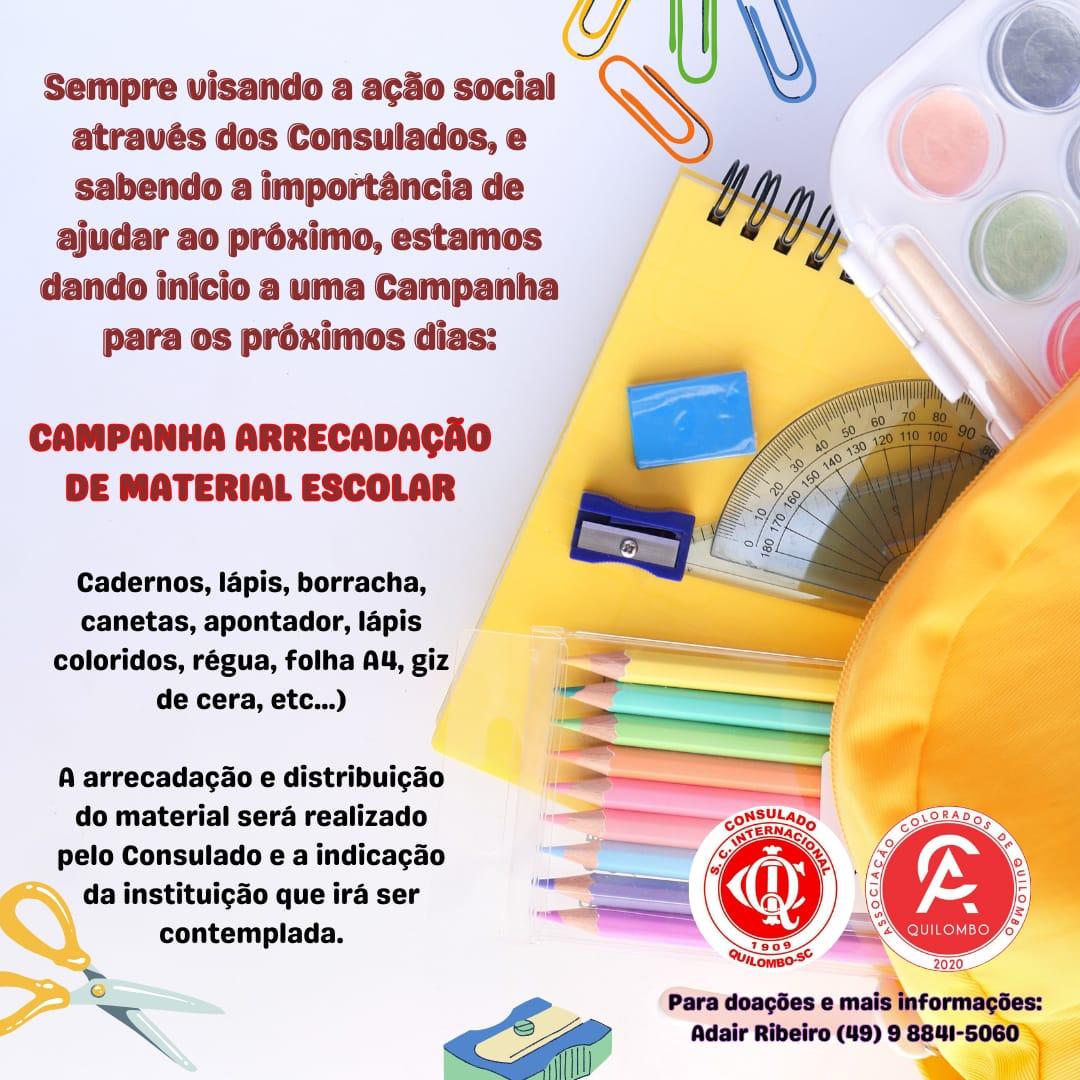 CAMPANHA DE ARRECADAÇÃO DE MATERIAL ESCOLAR