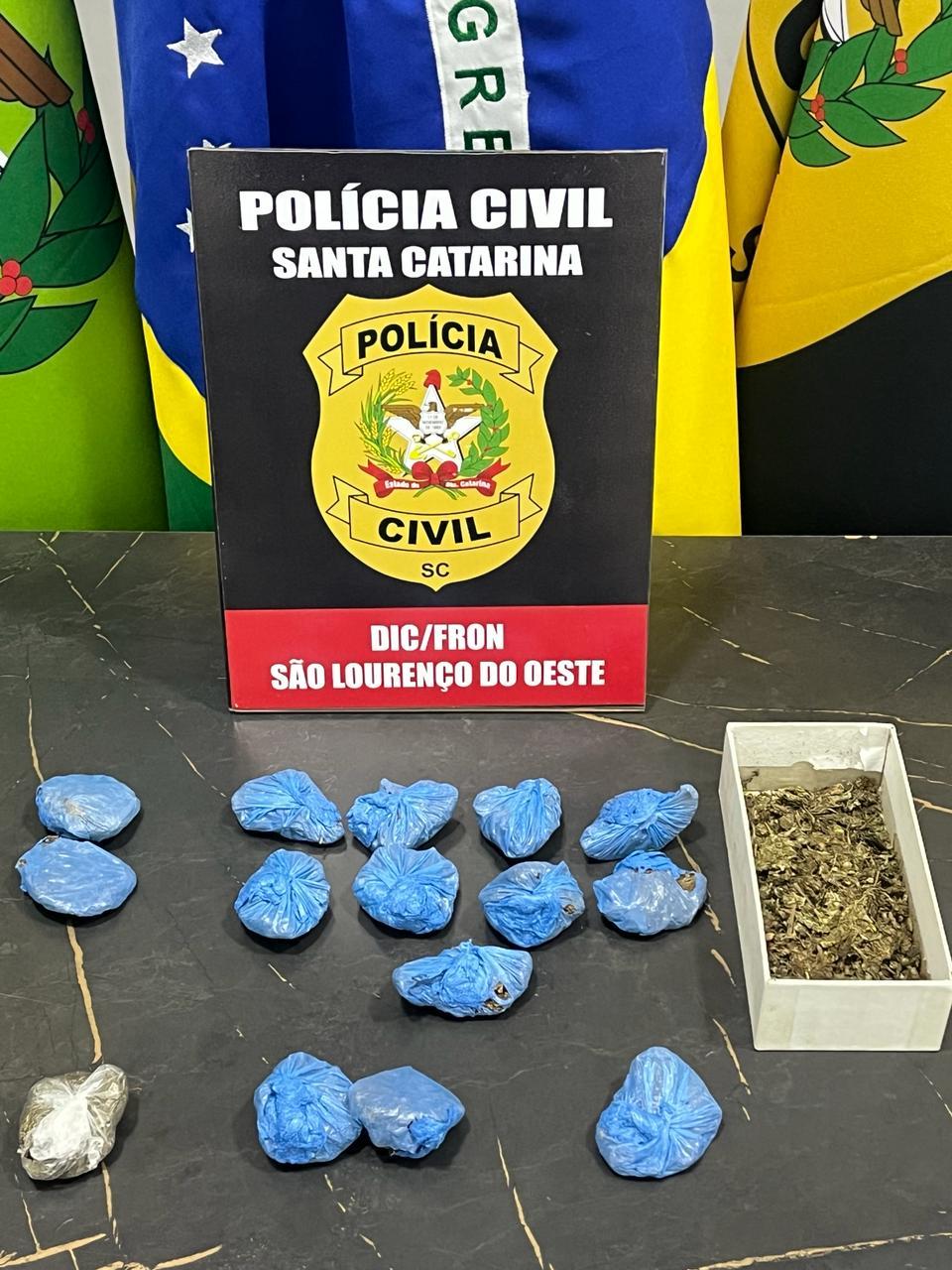POLÍCIA CIVIL PRENDE HOMEM EM FLAGRANTE PELO CRIME DE TRÁFICO DE DROGAS EM SÃO LOURENÇO DO OESTE/SC