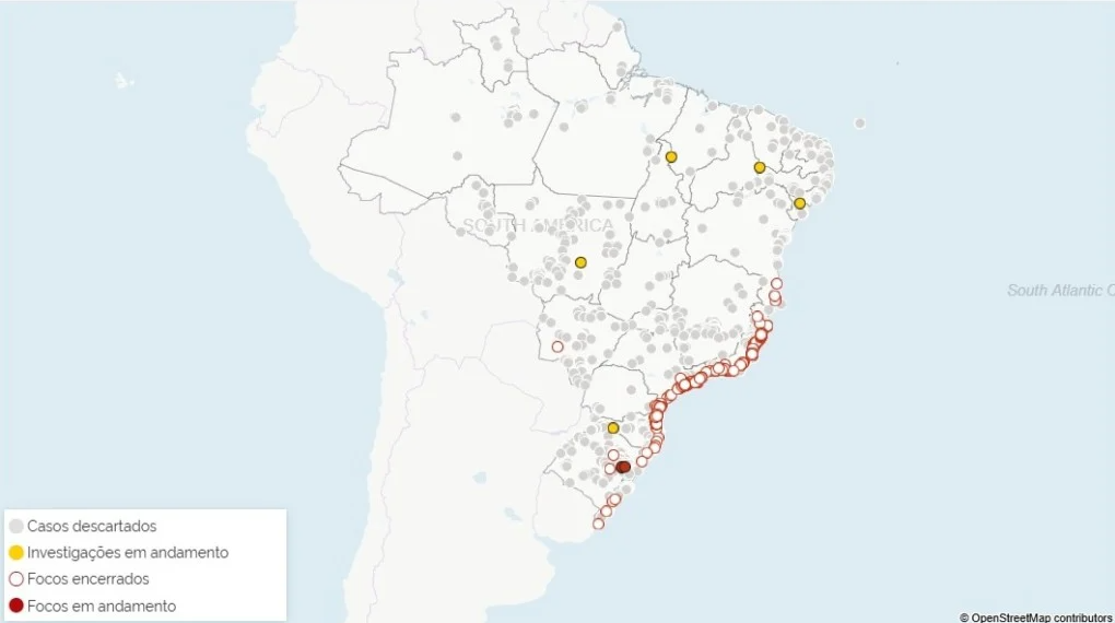 Mapa investiga casos de gripe aviária em cinco estados
