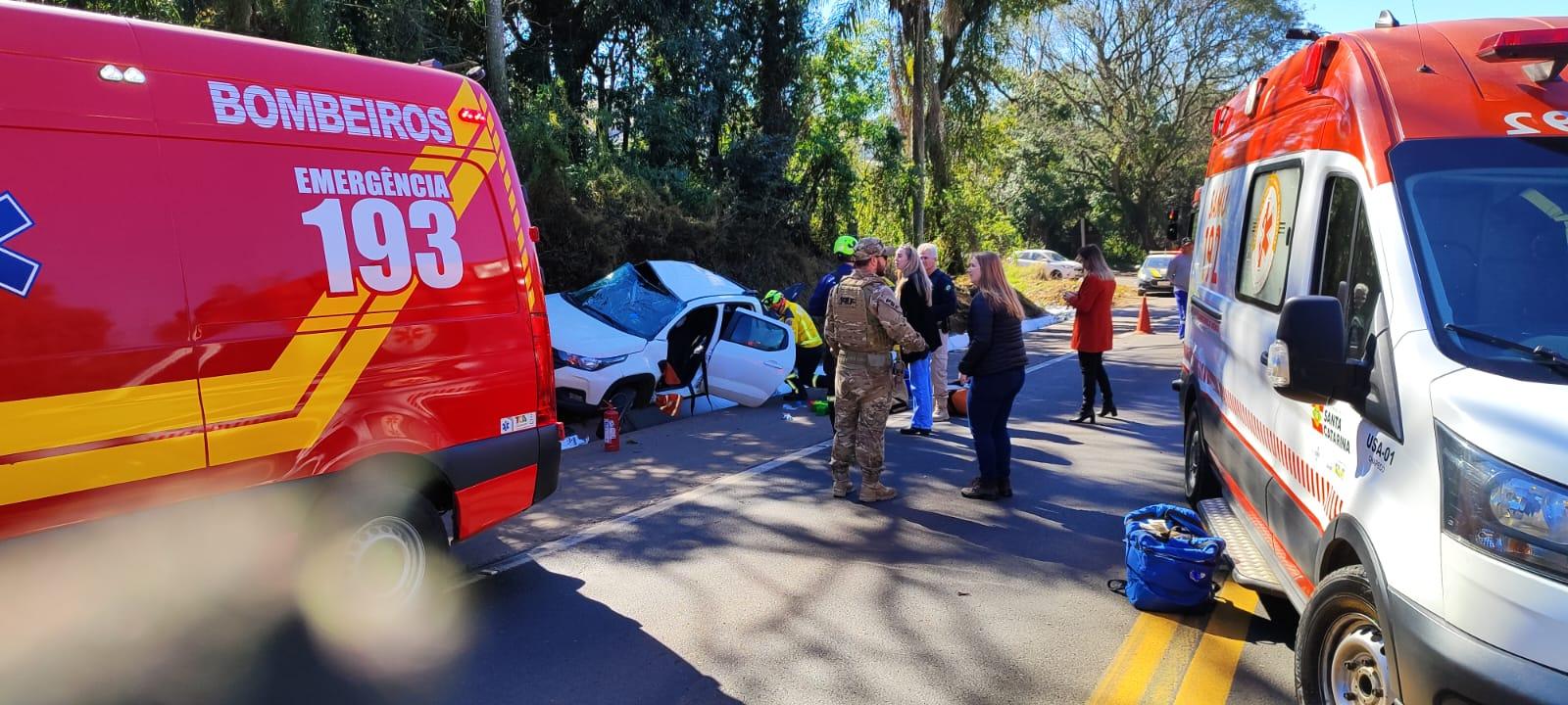 Grave acidente de trânsito entre Cordilheira Alta e Xaxim deixa uma vítima em estado grave