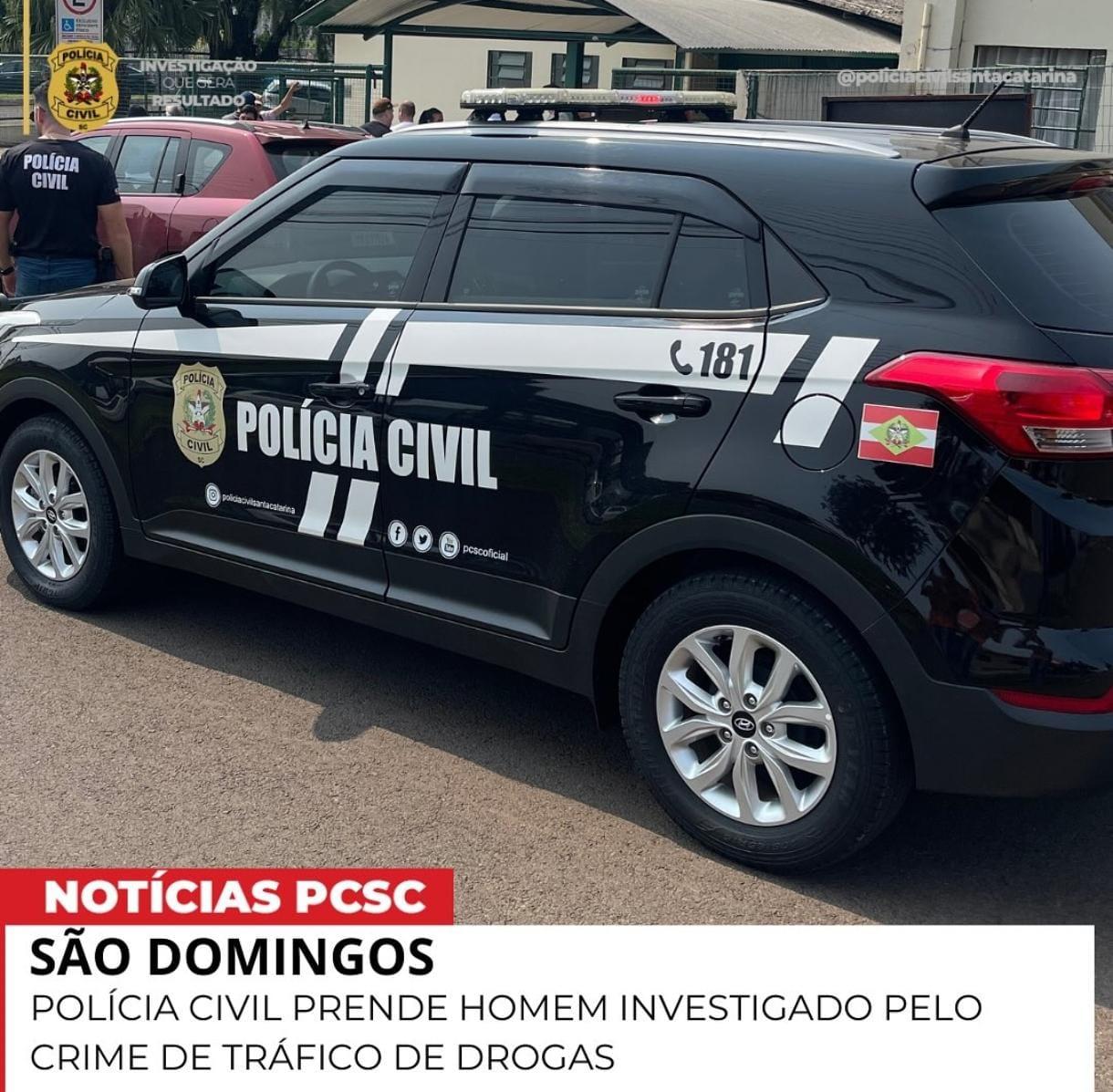 Polícia Civil prende homem investigado pelo crime de tráfico de drogas em São Domingos/SC