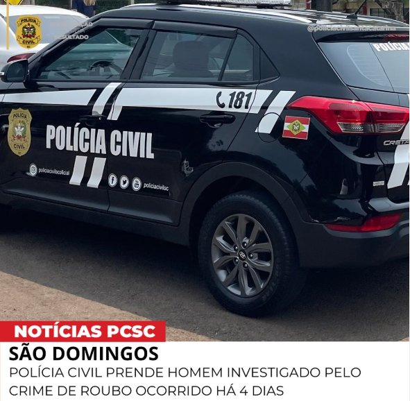 Polícia Civil prende homem investigado por crime de roubo em São Domingos/SC