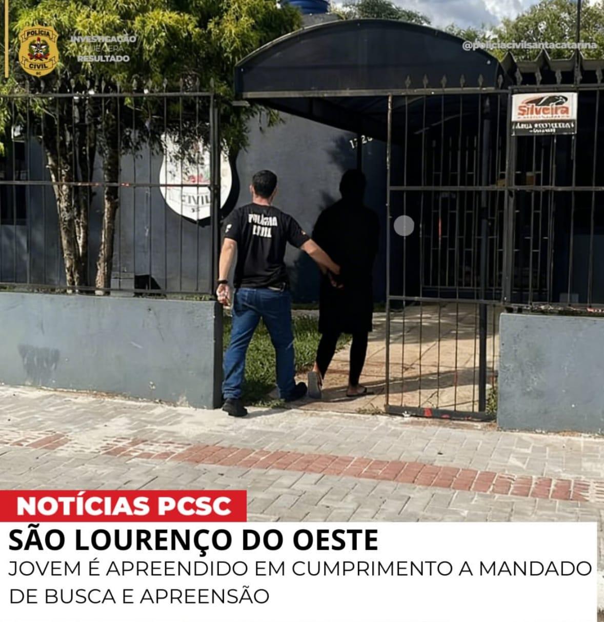 SÃO LOURENÇO DO OESTE/SC – ATO INFRACIONAL: JOVEM É APREENDIDO EM CUMPRIMENTO A MANDADO DE BUSCA E APREENSÃO