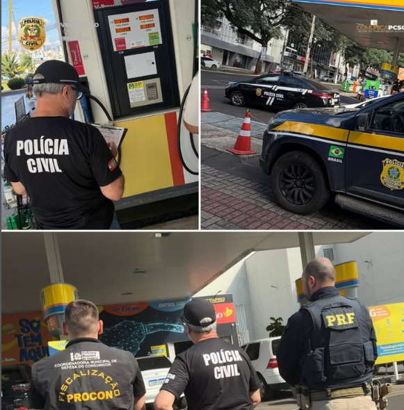 AÇÃO CONJUNTA ENTRE POLÍCIA CIVIL, PRF E PROCON, FISCALIZA POSTOS DE COMBUSTÍVEIS EM CHAPECÓ