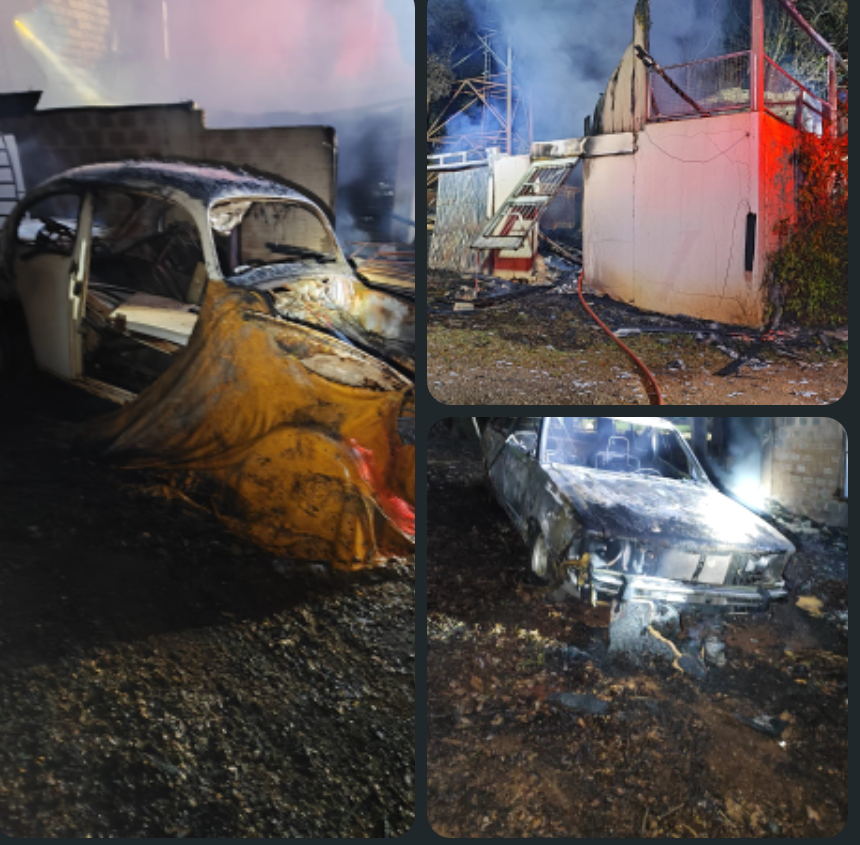 Incêndio destrói residência unifamiliar e dois veículos em Chapecó