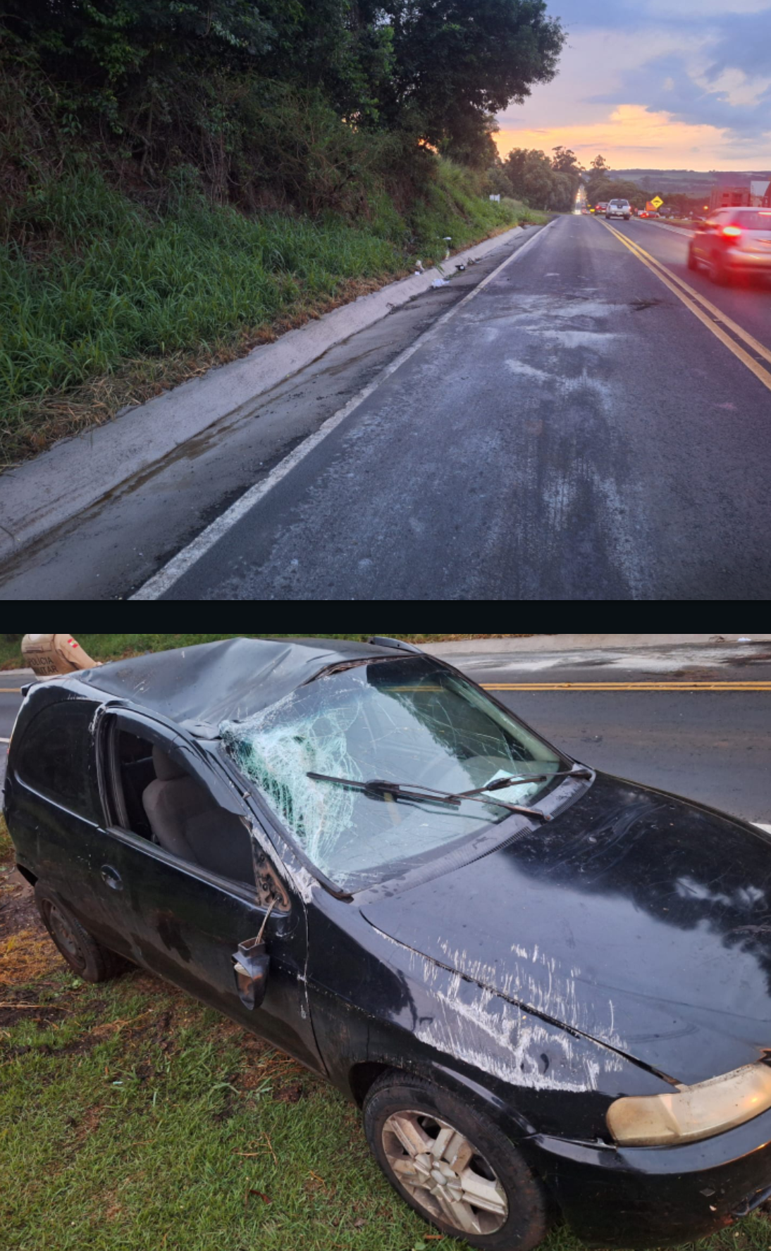 Mulher perde o controle de veículo sair da pista e capota na SC-283 em Chapecó