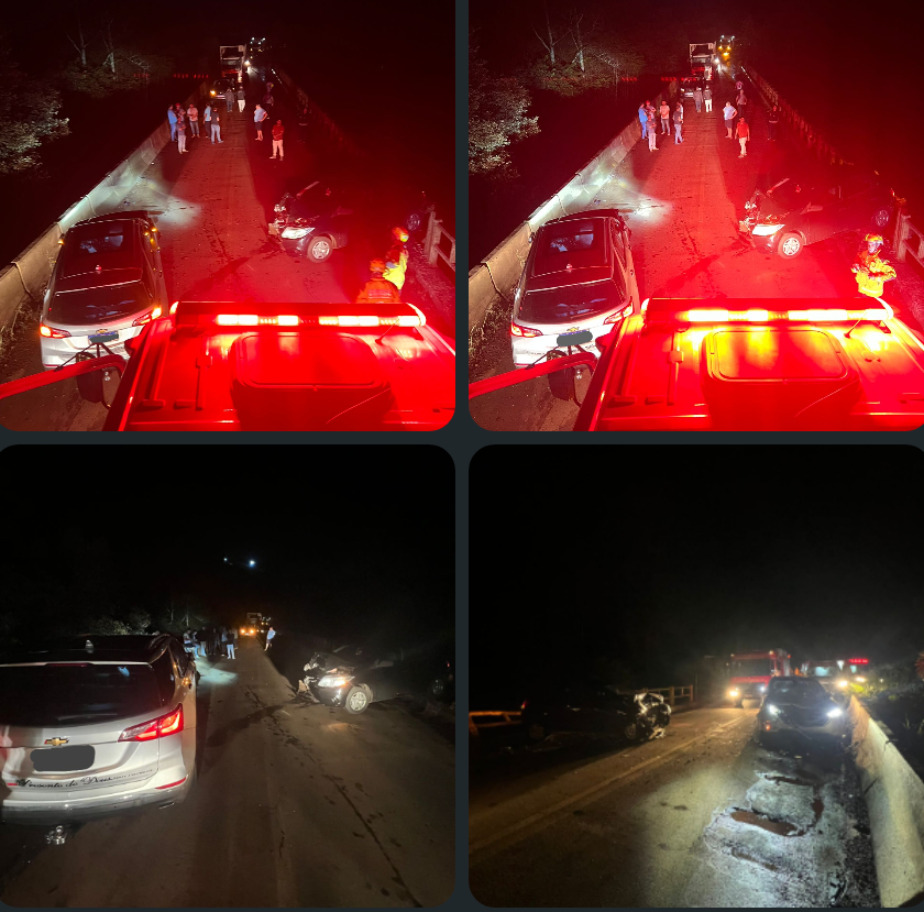 Dois veículos colidem sobre a Ponte do Rio Ariranha na SC-283 com duas vítimas