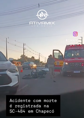 Homem de 46 anos more em colisão carro e moto na SC-484 em Chapecó