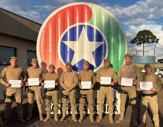 Sete policiais militares da 3ª Cia de São Lourenço do Oeste participaram de treinamento de APH Tático em Xanxerê.