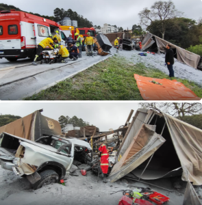 Grave acidente com 03 veículos na BR-282 em Cordilheira Alta/SC