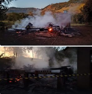 INCÊNDIO DESTRÓPI RESIDÊNCIA UNIFAMILIAR NO OESTE DE SC