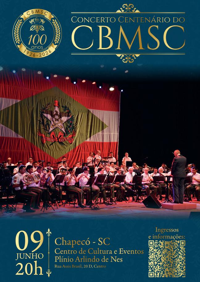 Turnê dos 100 anos do CBMSC chega ao oeste com concerto gratuito em Chapecó