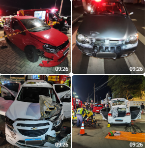 Colisão entre 03 veículos deixa duas vítimas encarceradas na Avenida Getúlio Vargas em Chapecó
