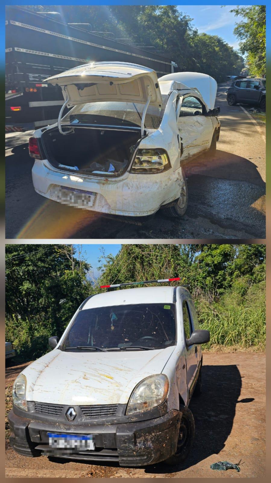 Colisão entre 03 veículos deixa duas vítimas na SC-157 em Quilombo/SC