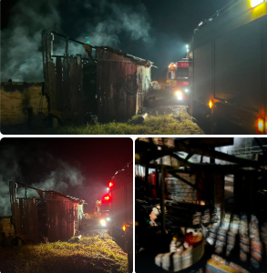 Galpão fica totalmente destruído por incêndio no interior de Anchieta/SC