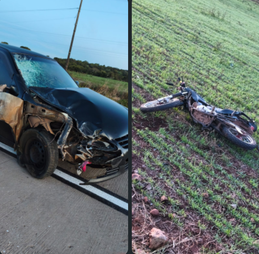 Motociclista tem fratura e vários feri.entos após acidente na SC-305 no Oeste de SC