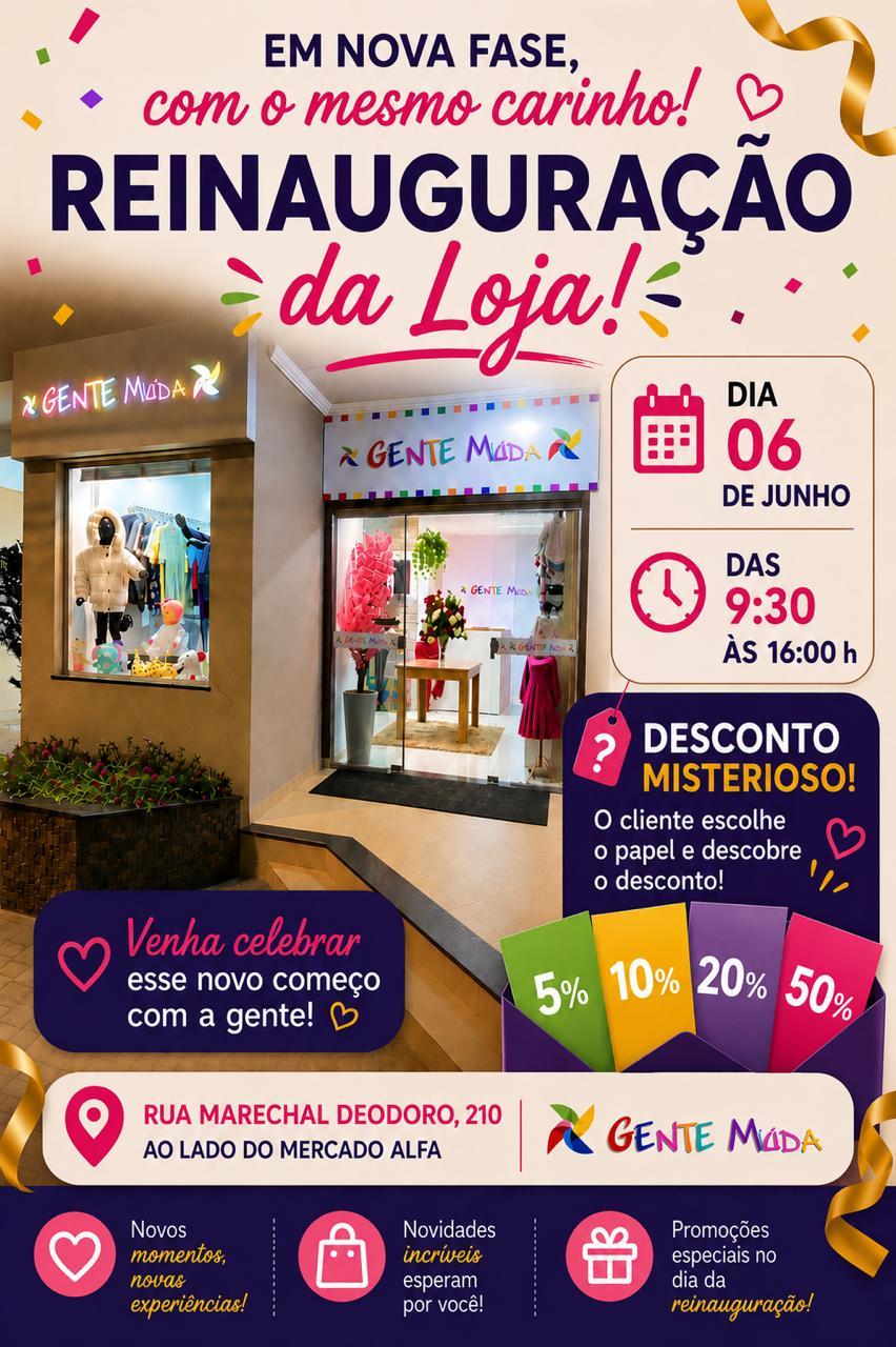 Reinauguração da Loja Gente Miúda no dia 06/06/2026