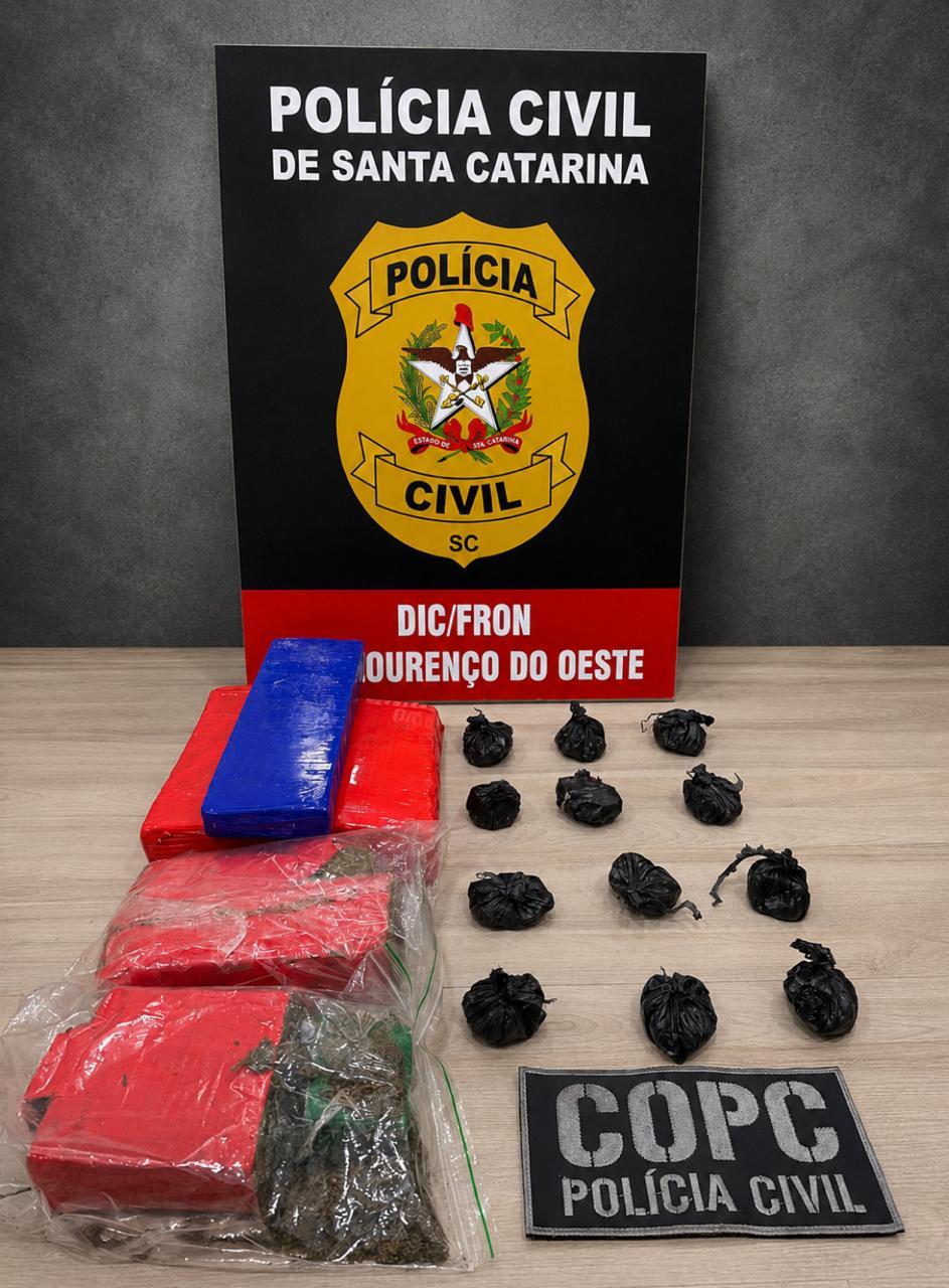 São Lourenço do Oeste: Polícia Civil prende casal suspeito de tráfico de drogas após tentativa de fuga