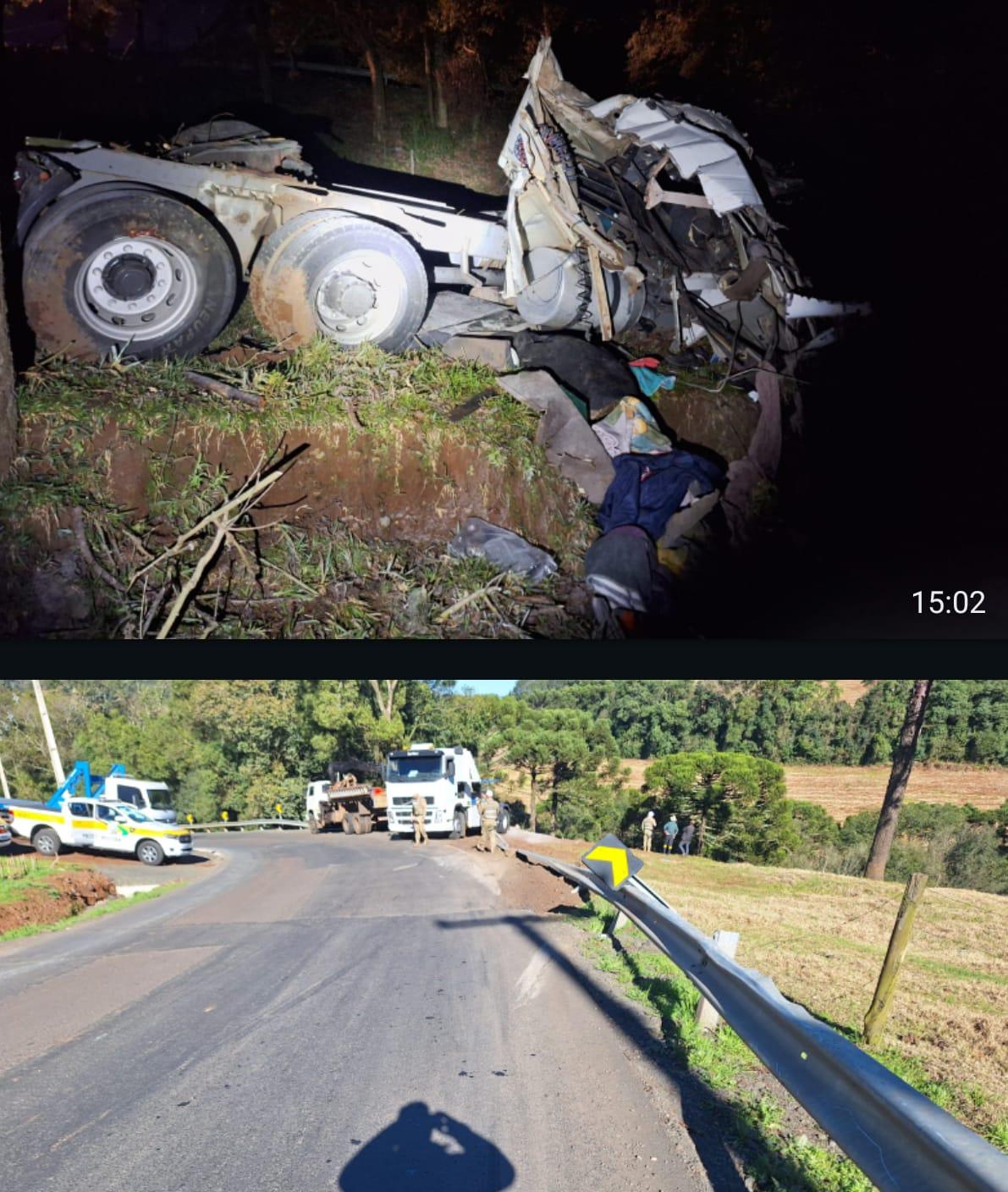 Caminhoneiro de 51 anos morre em grave acidente na SC-355