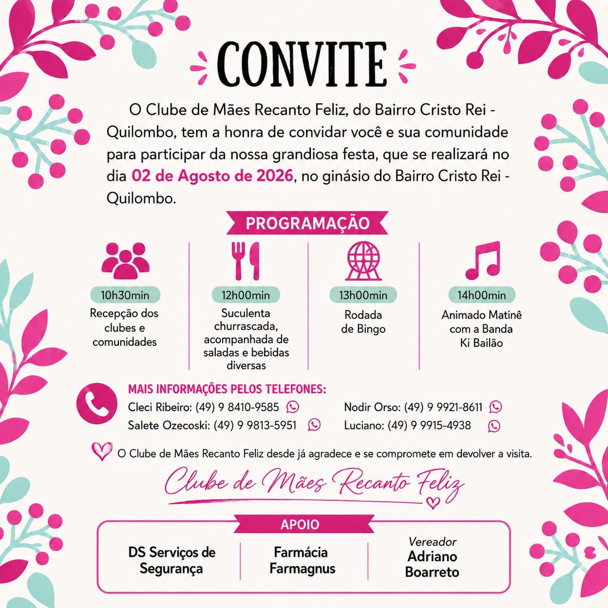 Festa Clube de Mães Recanto Feliz do Bairro Cristo Rei Quilombo