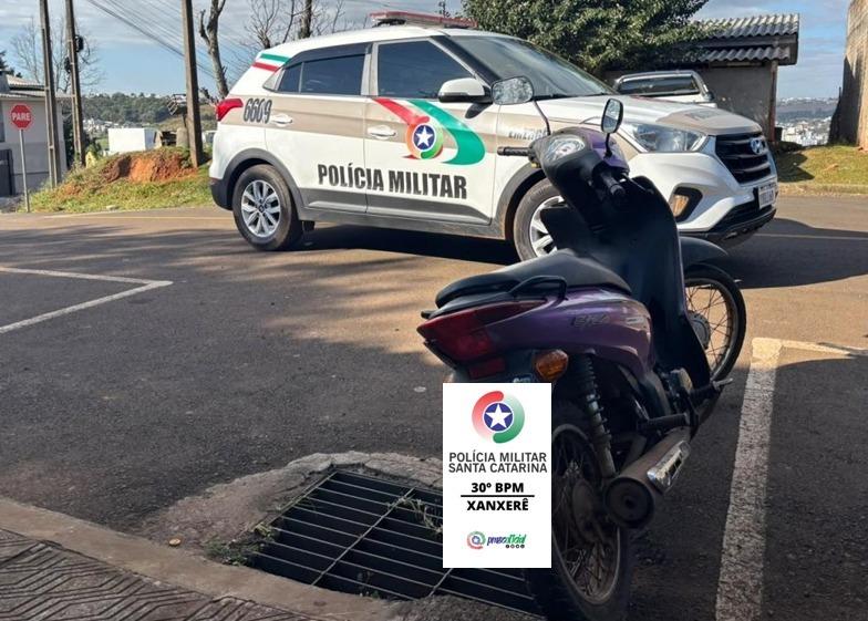 Polícia Militar recupera motocicleta furtada em Xanxerê e conduz suspeito à Delegacia