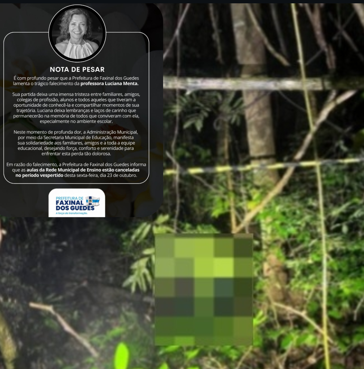 Feminicidio e ocultação de cadáver em Faxinal dos Guedes
